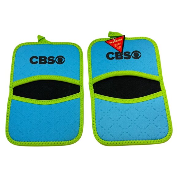 Oven Glove CBS TV Eye Promotional Lot 2 Neoprene Blue New Promo - Picture 1 of 6